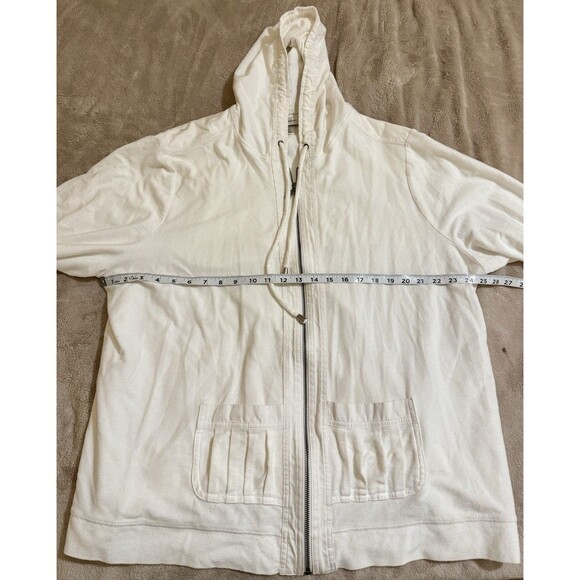 CJ Banks Jacket Woman’s Size 3X White Long Sleeve Full Zip Hooded Roll Sleeves - Picture 4 of 7